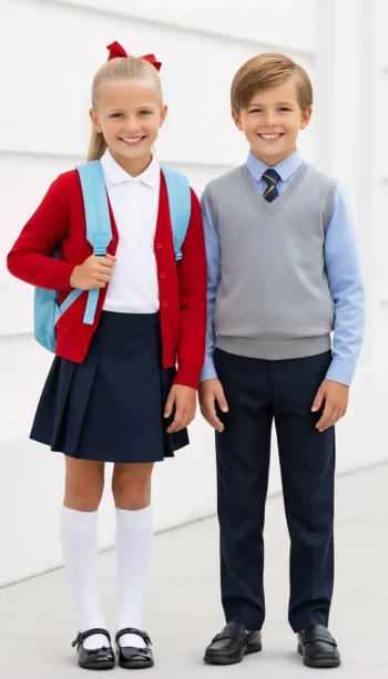 Premium knitwear cardigan school uniform acrylic cotton blend