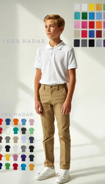 Kids school polo shirt standard quality short sleeve 100% cotton pique white