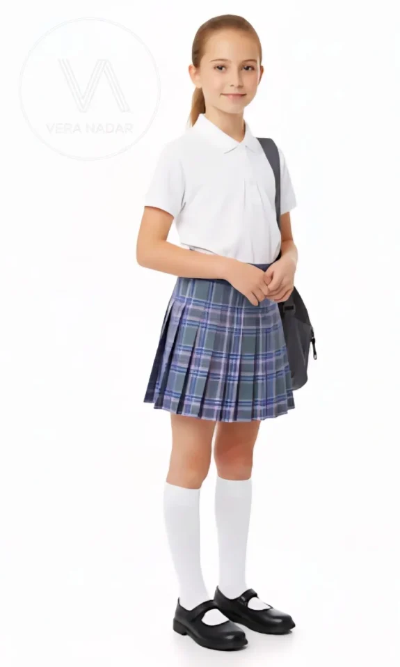 Kids plaid school skirt standard quality tartan design polyester cotton