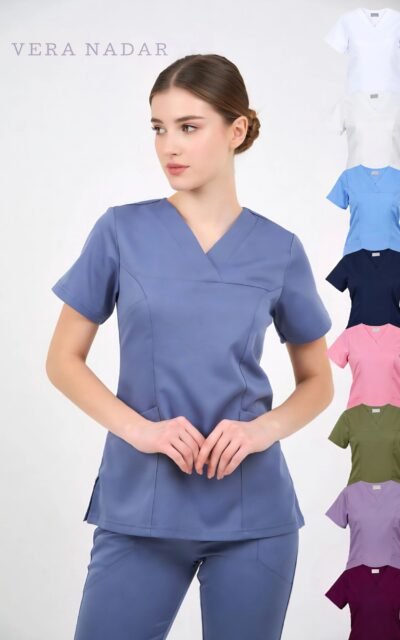 medical nurse uniform, lycra uniform, stretchable scrub, healthcare workwear, nursing scrubs, hospital uniform, medical uniform wholesale, nurse tunic, scrub set, custom medical uniform, embroidered scrubs, oeko-tex certified, turkey manufacturer, bulk order, private label, custom colors, custom sizing, cotton spandex scrubs, medical workwear, nurse apparel, healthcare clothing